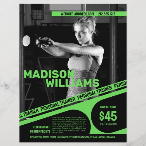 Bold Bright Green Personal Trainer Photo Flyer