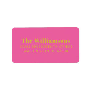Bold Bright Hot Pink Yellow Custom Return Address Label