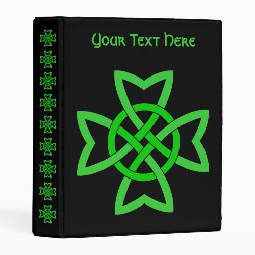 Bold Bright Irish Knotted Celtic Design on Black Mini Binder