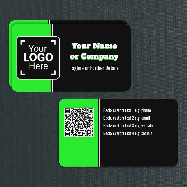 Bold, Bright Lime Green, Black & White Own Brand Business Card (Creator Uploaded)