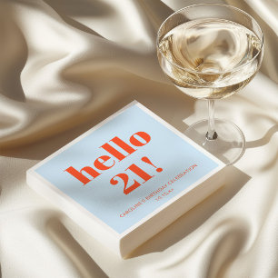 Bold Bright Modern Retro Blue Orange 21st Birthday Napkins