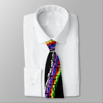 Bold Bright Multicolor Tile Tie On Black by ZAGHOO at Zazzle