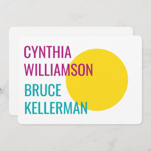 Bold Bright Neon Pink Yellow Turquoise Save Date Invitation