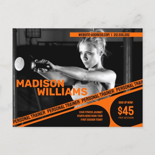 Bold Bright Orange Personal Trainer Photo Postcard