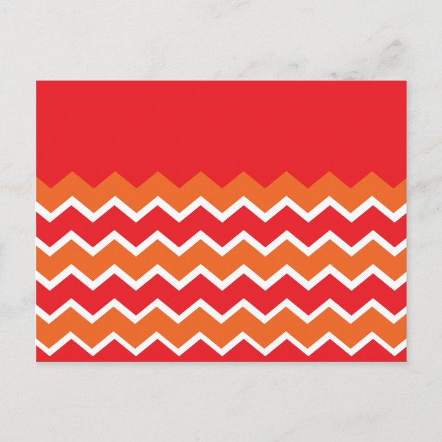 Bold Bright Orange Red Chevron Zigzag Pattern Postcard (Front)