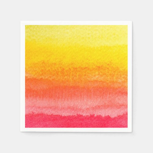 Bold Bright Orange Yellow Ombre Watercolor Paper Napkins