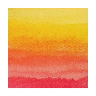Bold Bright Orange Yellow Ombre Watercolor Wood Wall Decor