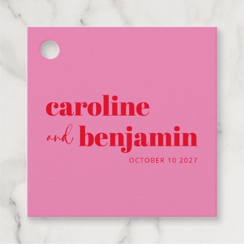 Bold Bright Pink and Red Chic Modern Wedding Favor Tags