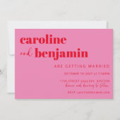 Bold Bright Pink and Red Chic Modern Wedding Invitation (Front)