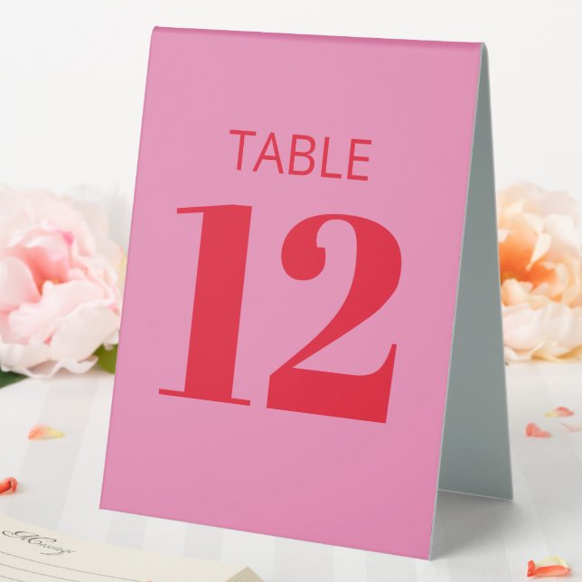 Bold Bright Pink and Red Modern Reception Table Tent (In SItu (Wedding))