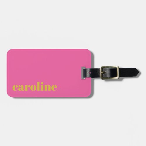 Bold Bright Pink and Yellow Modern Personalized  Luggage Tag