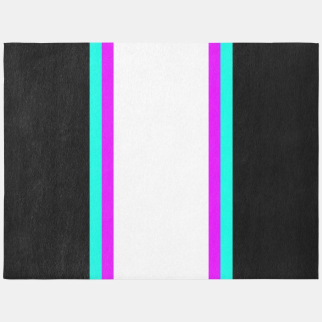 Bold Bright Pink Aqua White Black Racing Stripes  Outdoor Rug (Front)
