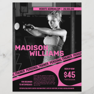 Bold Bright Pink Personal Trainer Photo Flyer