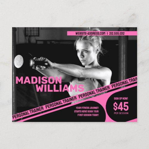 Bold Bright Pink Personal Trainer Photo Postcard