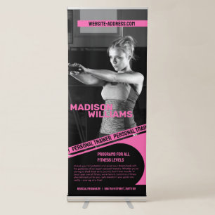 Bold Bright Pink Personal Trainer Photo Retractable Banner