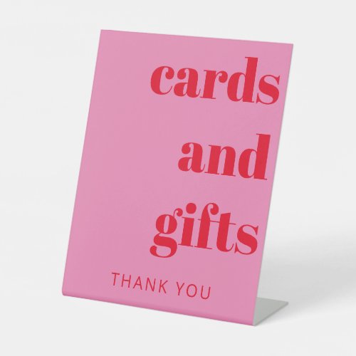 Bold Bright Pink Red Modern Wedding Cards Gifts Pedestal Sign