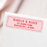 Bold Bright Pink Red Retro Wavy Return Address Label
