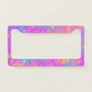 Bold Bright Pink, Yellow & Purple Abstract Vibes License Plate Frame