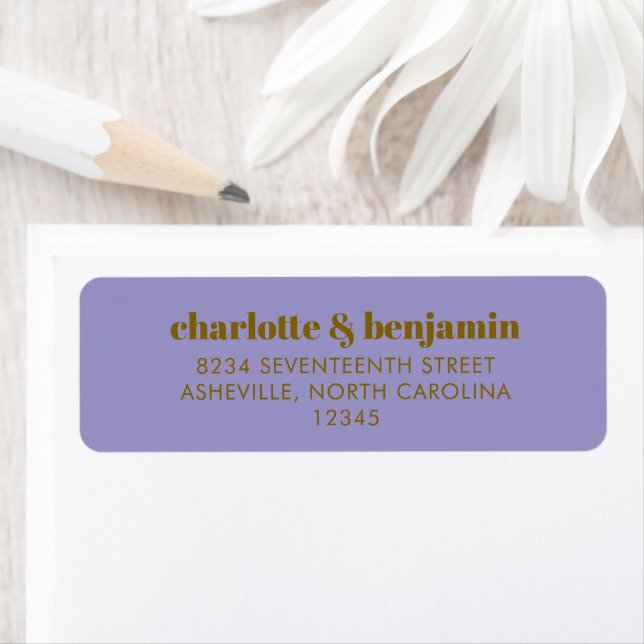 Bold Bright Purple and Gold Modern Return Address Label (Insitu)