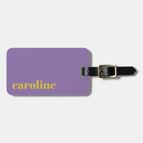 Bold Bright Purple and Yellow Modern Personalized Luggage Tag