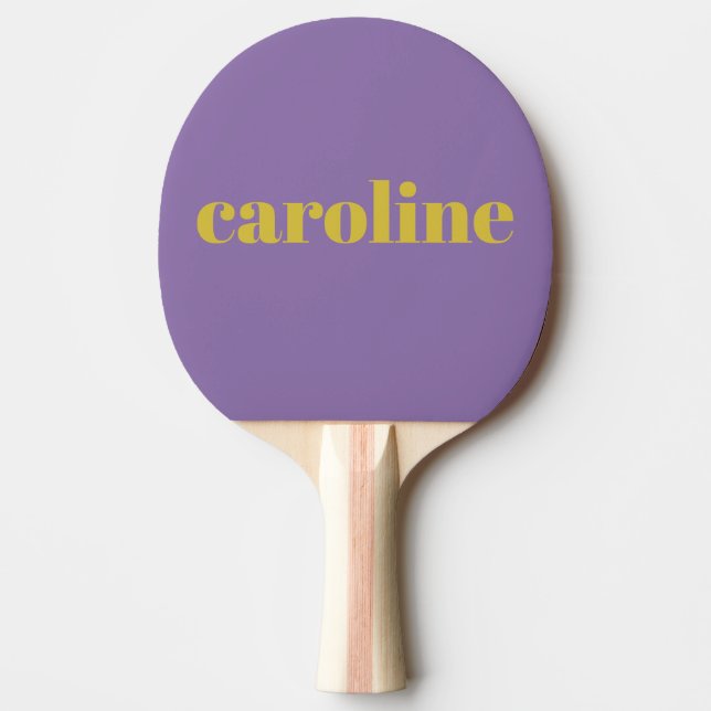 Bold Bright Purple and Yellow Modern Personalized  Ping Pong Paddle (Front)