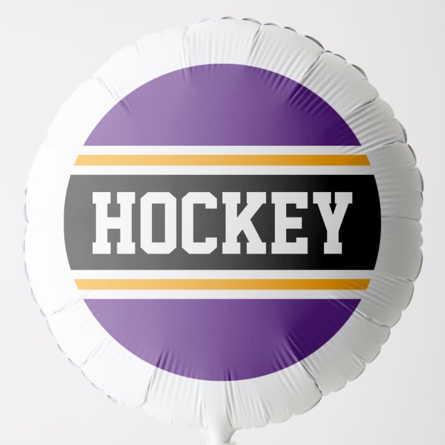 Bold Bright Purple Orange Black HOCKEY Stripes Balloon (Front)