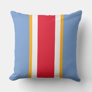 Bold Bright Red White Light Blue Racing Stripes Outdoor Pillow
