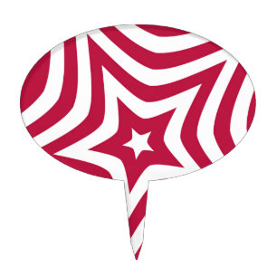 Bold & Bright Red & White Star in a Vector Pattern Cake Topper