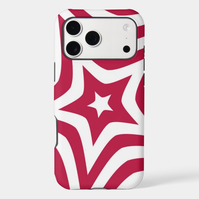 Bold & Bright Red & White Star in a Vector Pattern Case-Mate iPhone Case (Back)
