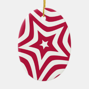 Bold & Bright Red & White Star in a Vector Pattern Ceramic Ornament