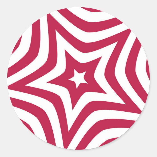 Bold & Bright Red & White Star in a Vector Pattern Classic Round Sticker (Front)