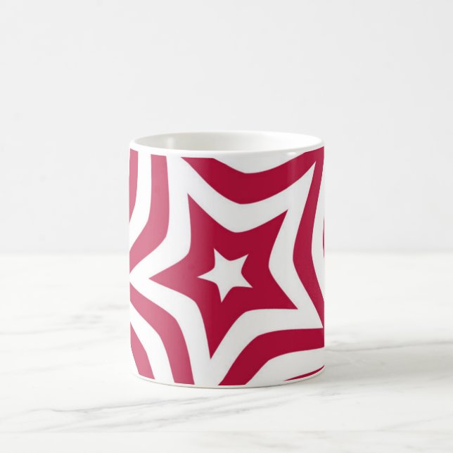 Bold & Bright Red & White Star in a Vector Pattern Coffee Mug (Center)