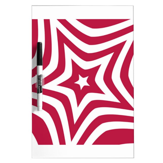 Bold & Bright Red & White Star in a Vector Pattern Dry Erase Board (Front)