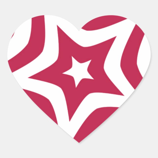 Bold & Bright Red & White Star in a Vector Pattern Heart Sticker (Front)