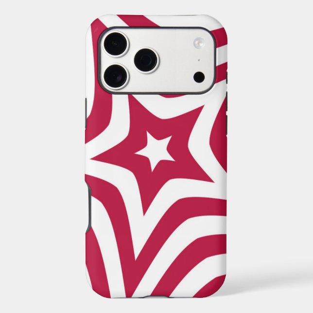 Bold & Bright Red & White Star in a Vector Pattern Iphone Case (Back)