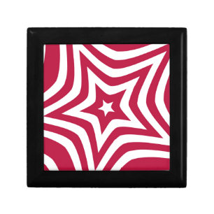 Bold & Bright Red & White Star in a Vector Pattern Jewelry Box