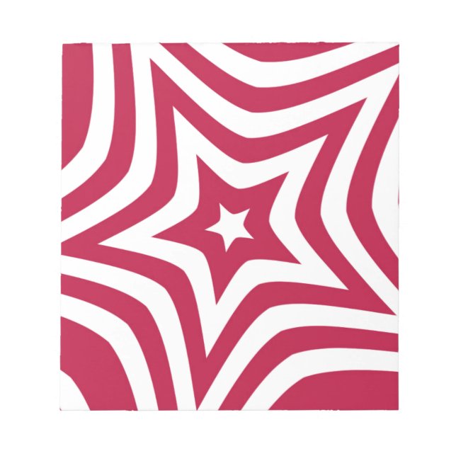 Bold & Bright Red & White Star in a Vector Pattern Notepad (Front)