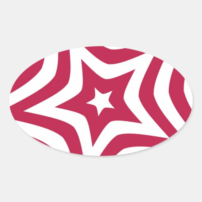 Bold & Bright Red & White Star in a Vector Pattern Oval Sticker (Front)