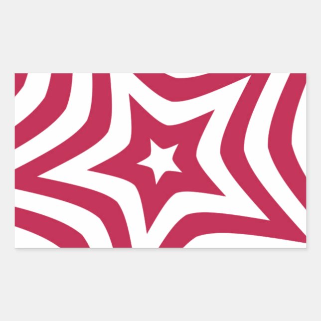 Bold & Bright Red & White Star in a Vector Pattern Rectangular Sticker (Front)