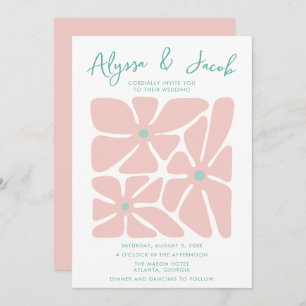 Bold Bright Retro Floral Wedding  Invitation