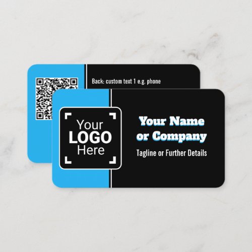 Bold Bright Sky Blue Black  White Own Brand Business Card