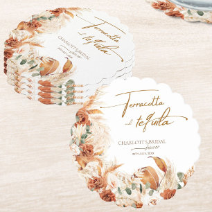 Bold Bright Terracotta and Tequila Bridal Shower Paper Coaster