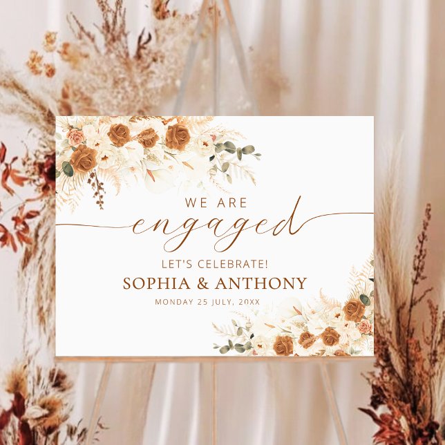 Bold Bright Terracotta Boho Engagement Party Sign (Creator Uploaded)