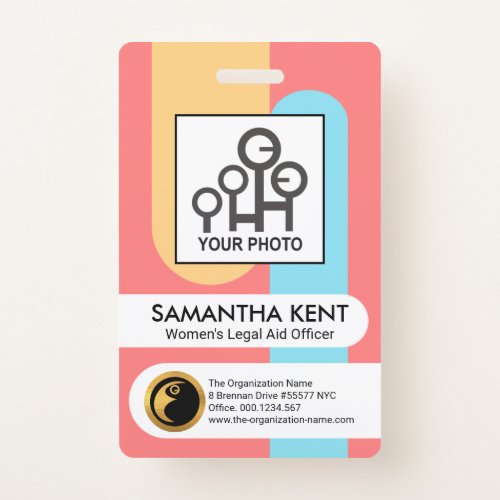 Bold Bright Vertical Stripes Staff Photo Template Badge