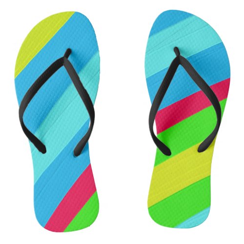 Bold Bright Vibrant Colorful Oil Painting  Flip Flops