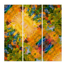 Bold Bright Yellow Orange Blue Green Abstract