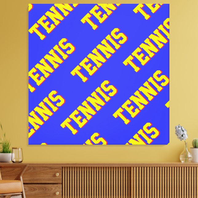 Bold Bright Yellow Purple Repeat PICKLELBALL Text Canvas Print (Insitu(LivingRoom))