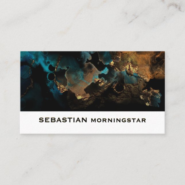 Bold Bronze Aqua Liquid Agate Business Card (Front)