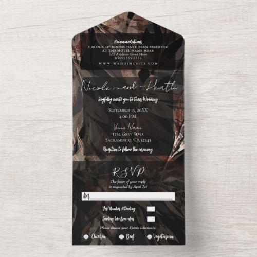 Bold Bronzy Floral Botanical Chic Wedding Photo  All In One Invitation