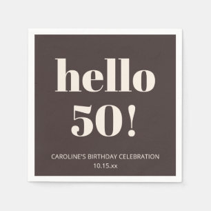 Bold Brown Cream Modern Chic 50th Birthday Party Napkins